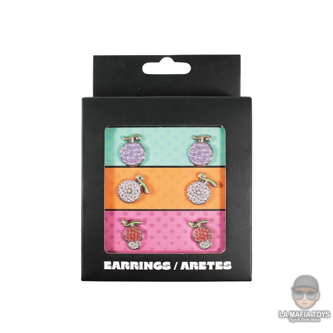 Aretes One Piece Devil Fruits Acero Inoxidable Set 3 Pares