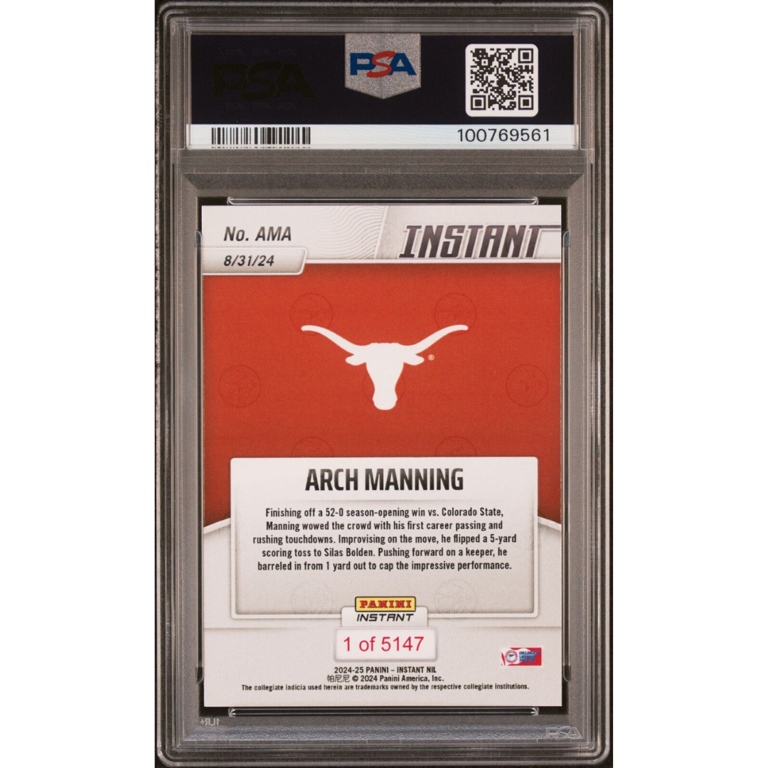 2024 Panini Instant Nil College Football #Ama Arch Manning Psa 10