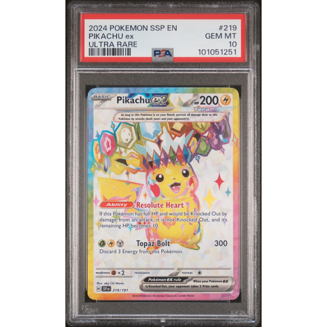 2024 Pokemon Ssp En-Surging Sparks Ultra Rare #219 Pikachu Ex Psa 10