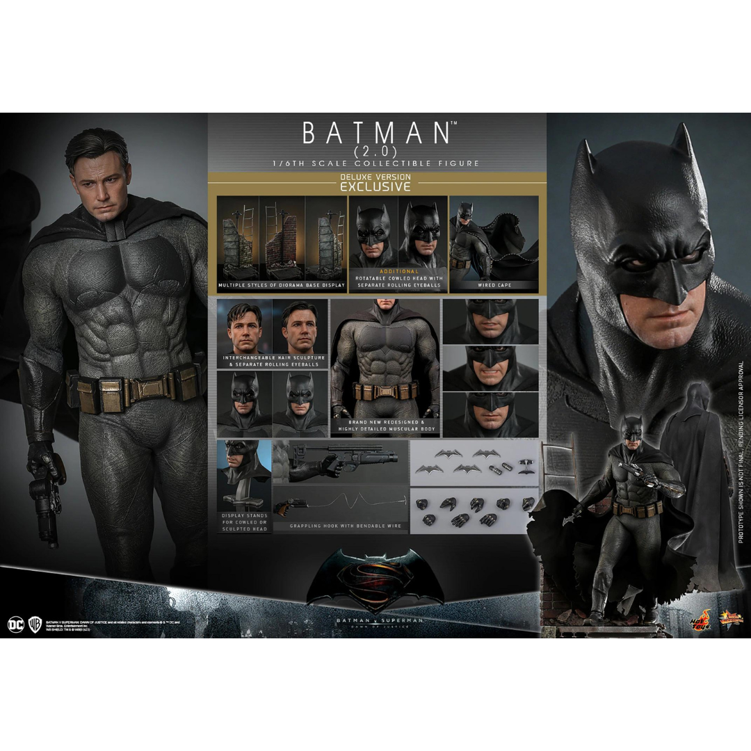 Batman V Superman Dawn Of Justice DC Hot Toys Batman 2.0 Deluxe Sideshow Figure