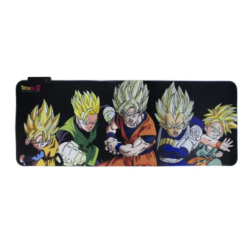 Mouse Pad Dragon Ball Guerreros Saiyajin Gaming Luz Led Limited Edition Geek
