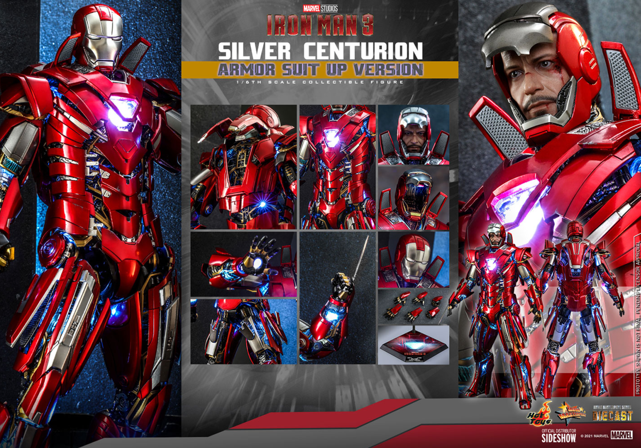 Hot Toys Iron Man 3 Silver Centurion (Armor Suit Up Version)