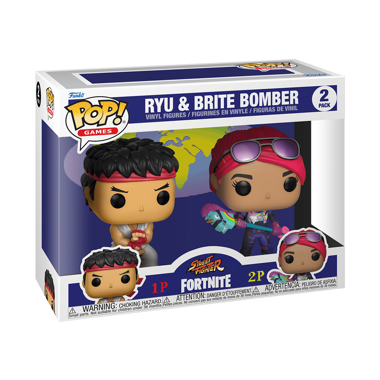 Funko Pop Ryu Vs Brite Bomber Street Fighter Vs Fortnite 2 Pack