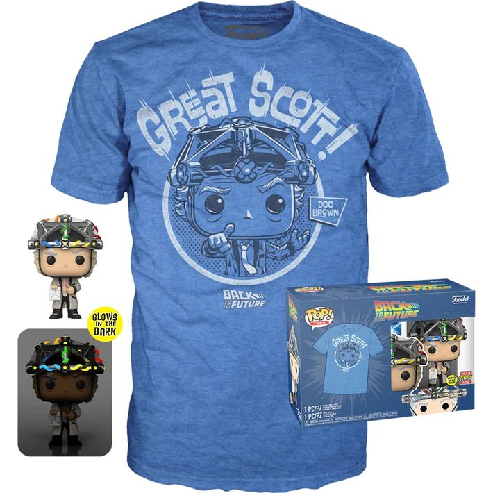 Funko Pop & Tee Volver al Futuro Doc Brown Con Casco 959 Glow Exclusivo