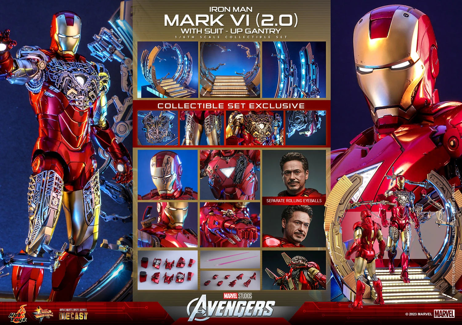 Hot Toys Marvel Iron Man Mark VI 2.0 With Suit Up Gantry
