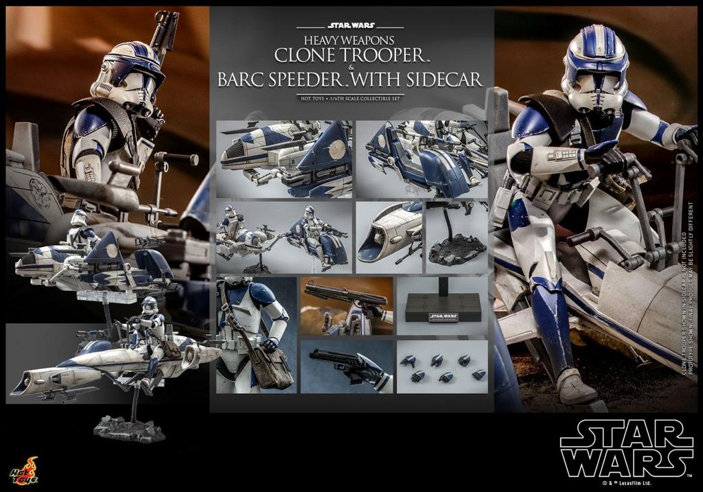 Hot Toys Star Wars Heavy Weapons Clone Trooper and Barc Speeder With Sidecar