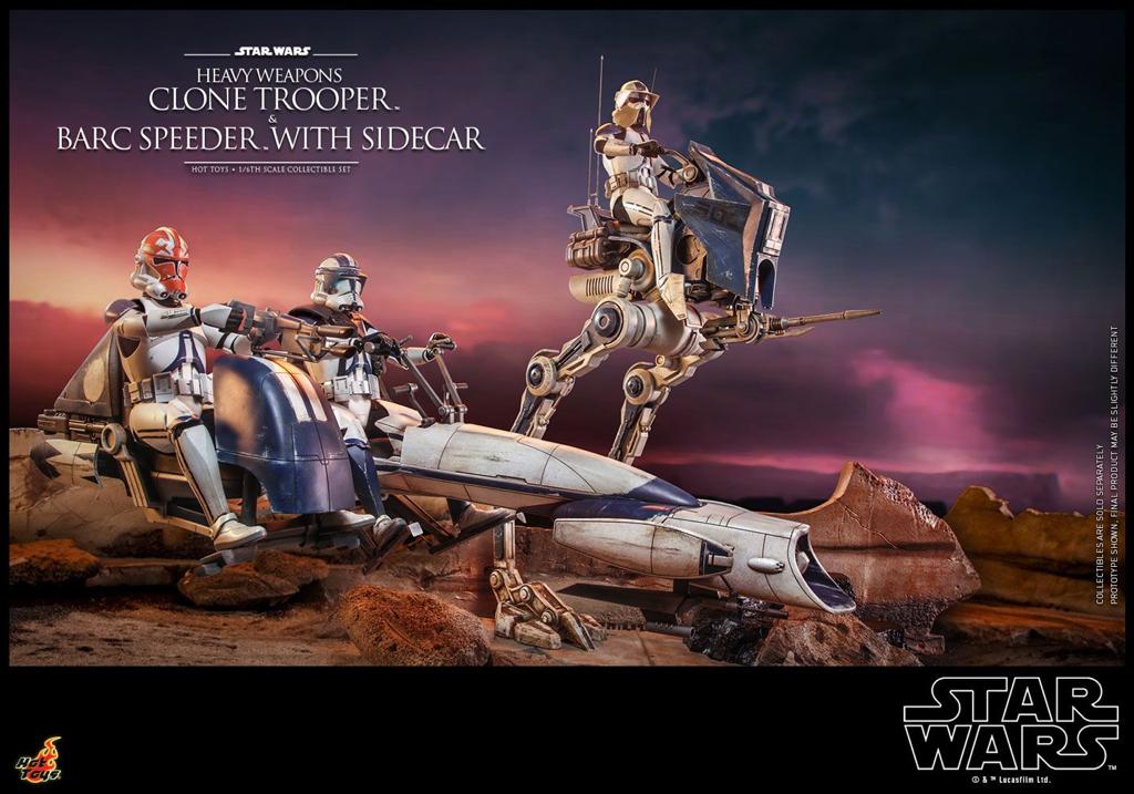 Hot Toys Star Wars Heavy Weapons Clone Trooper and Barc Speeder With Sidecar