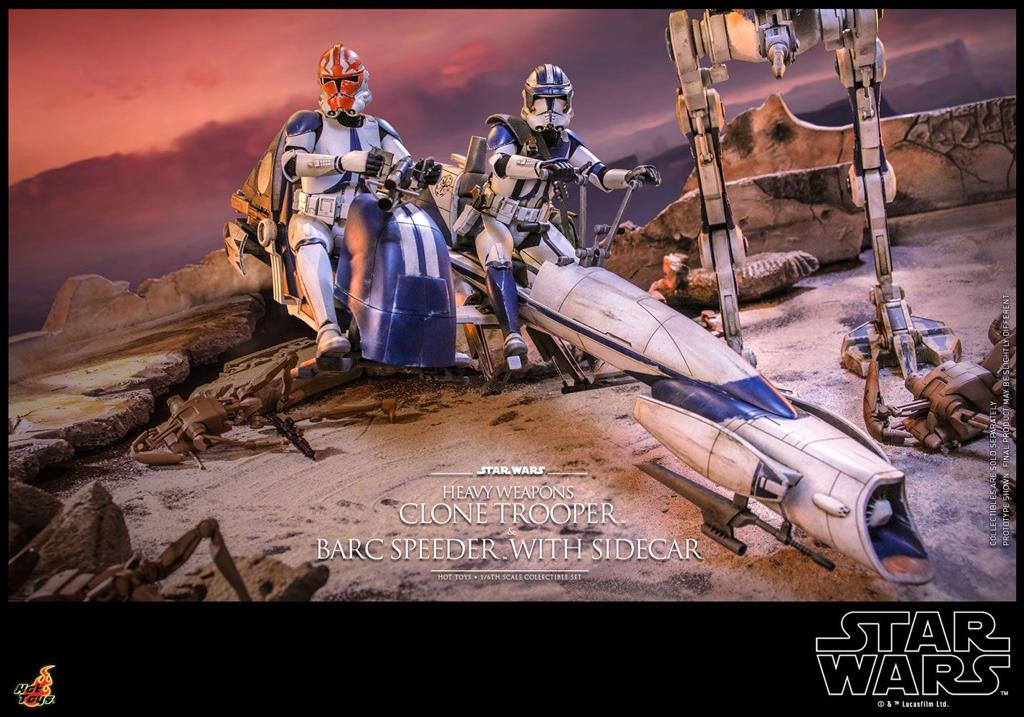 Hot Toys Star Wars Heavy Weapons Clone Trooper and Barc Speeder With Sidecar