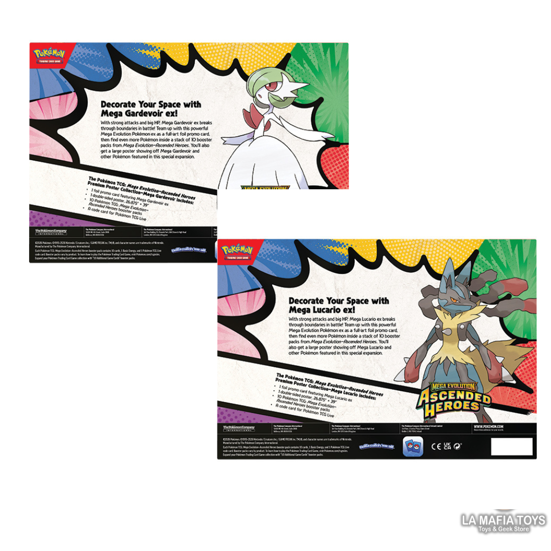 Pokemon Tcg Ascended Heroes Premium Poster Collection Mega Gardevoir/Mega Lucario PAR Ingles