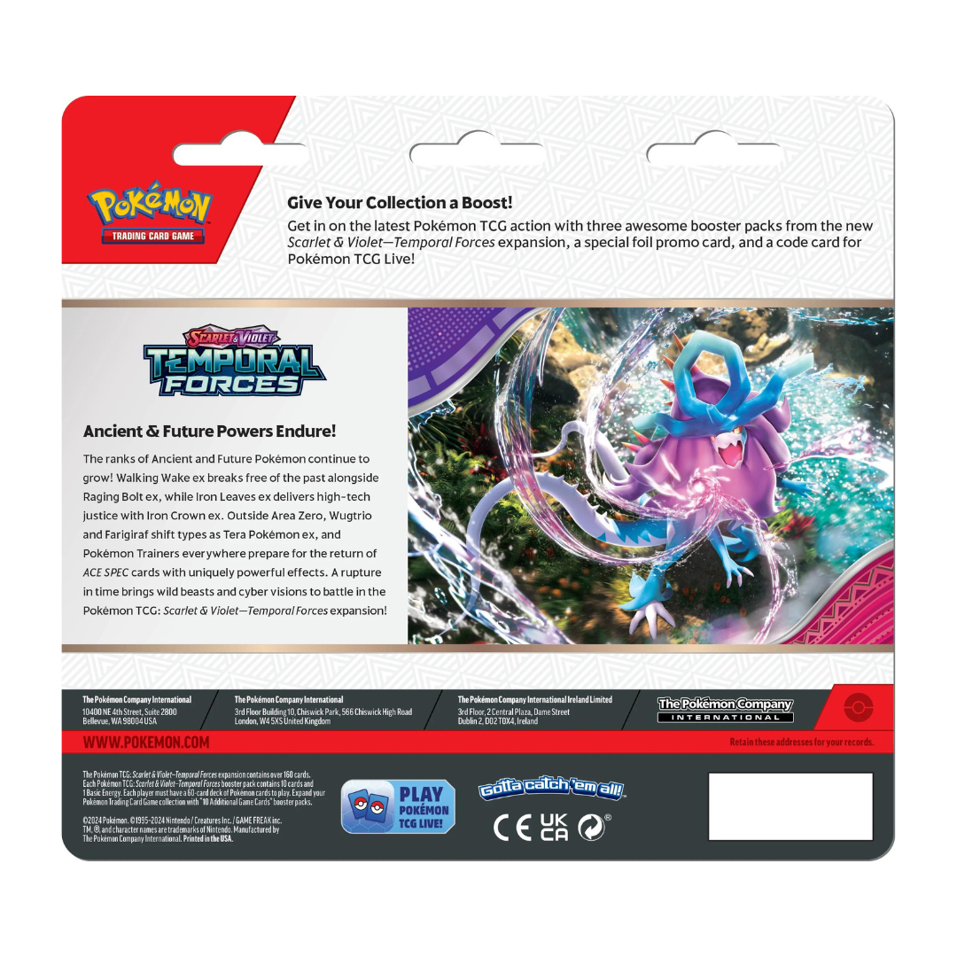 Pokemon TCG Scarlet & Violet Temporal Forces Cyclizar 3 Pack Blister Ingles