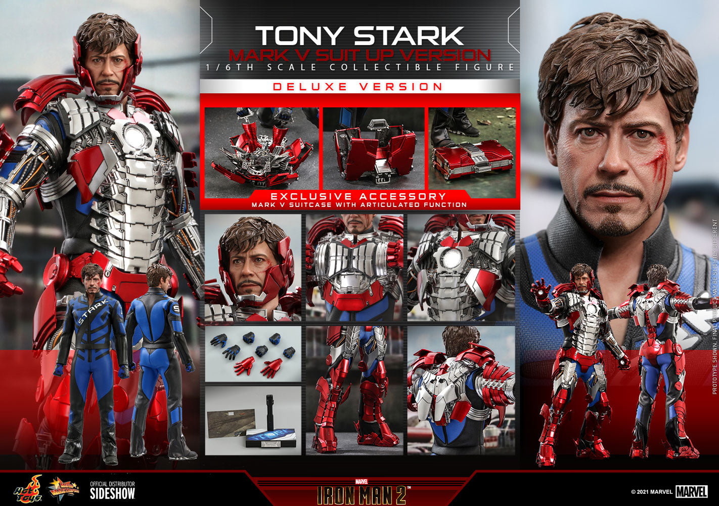 Hot Toys Iron Man 2 Tony Stark Mark V Suit Up Version Deluxe