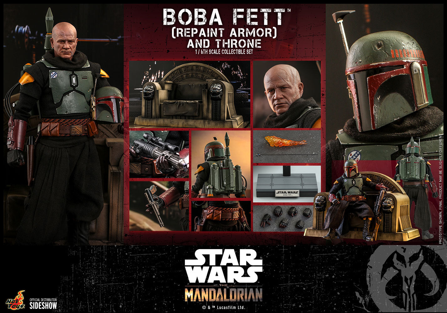 Hot Toys Star Wars The Mandalorian Boba Fett and Throne