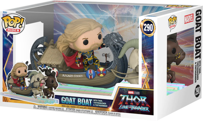 Funko Pop Rides Thor En Bote Con Cabras Toothgnasher y Toothgrinder 290 Marvel Thor Love And Thunder