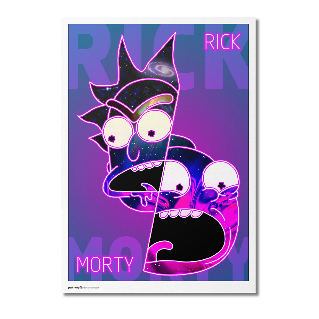 Rick And Morty Neon Adventure Poster